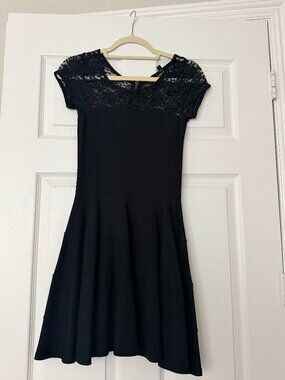 Felicity and Coco Black Lace York Ponte Dress, Size Small